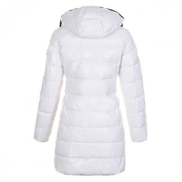 Moncler Bianco Mock Collar e Slash lunga Cappotti uscita